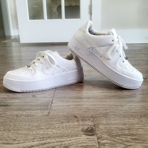 Nike Air Force 1 Platform Women's Sneakers Size 8 Triple White Leather